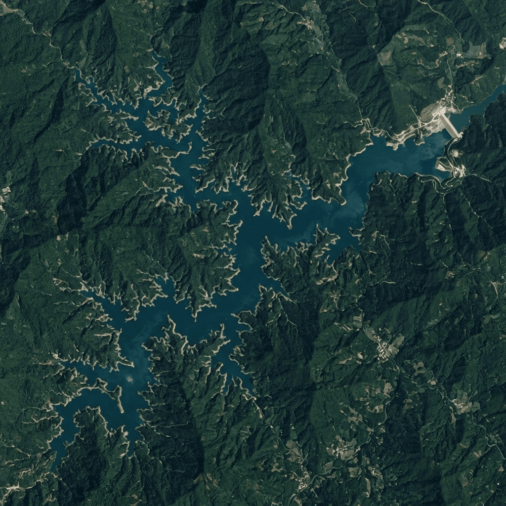True-color Sentinel-2 scene of the An Khe reservoir, February 2021